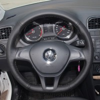 Оплетка на руль из «Premium» экокожи Volkswagen Polo 2014-2020 г.в. (для руля без штатной кожи, черная)