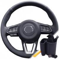 Оплетка на руль из «Premium» экокожи Mazda CX-5 2017-2019 г.в. (для руля со штатной кожей, черная)